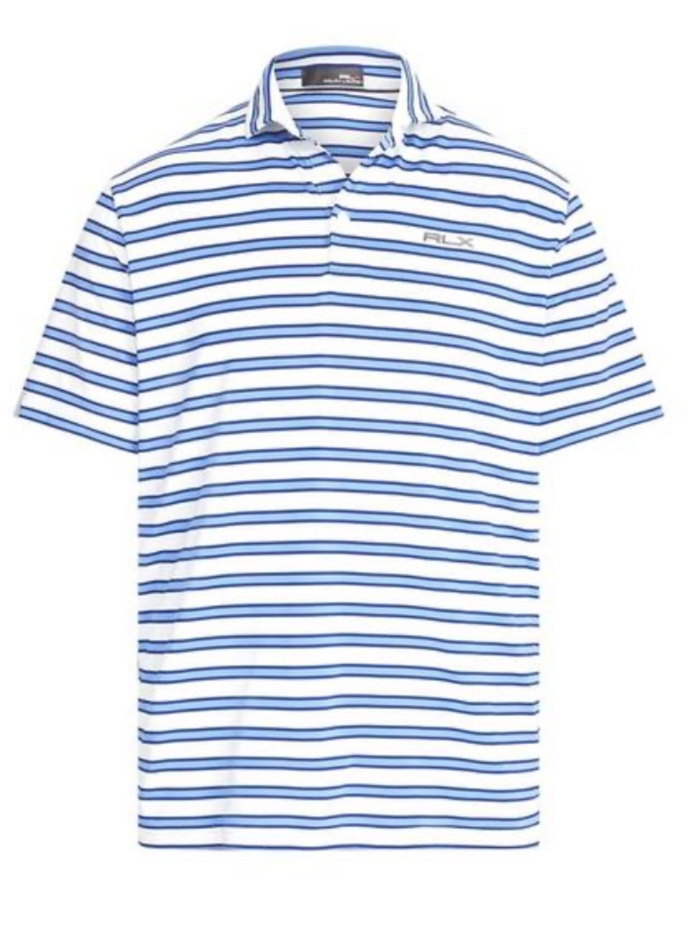 Ralph Lauren Mens Airflow Featherweight Polo Shirt - White and Blue Striped Larg